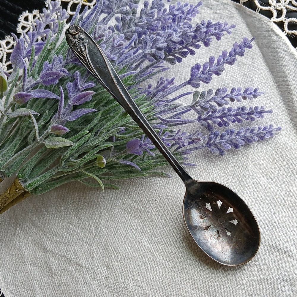 Slotted Silverplated Serving Spoon 6" DAFFODIL 1847 Rogers Bros IS